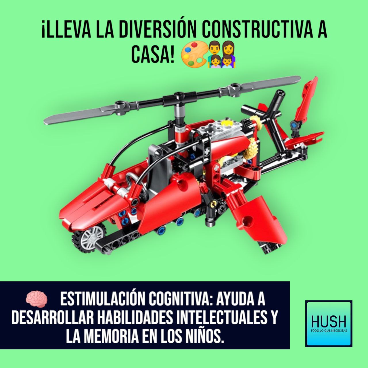 Helicóptero Rojo Armable 🚁🎨👨👩👧👦