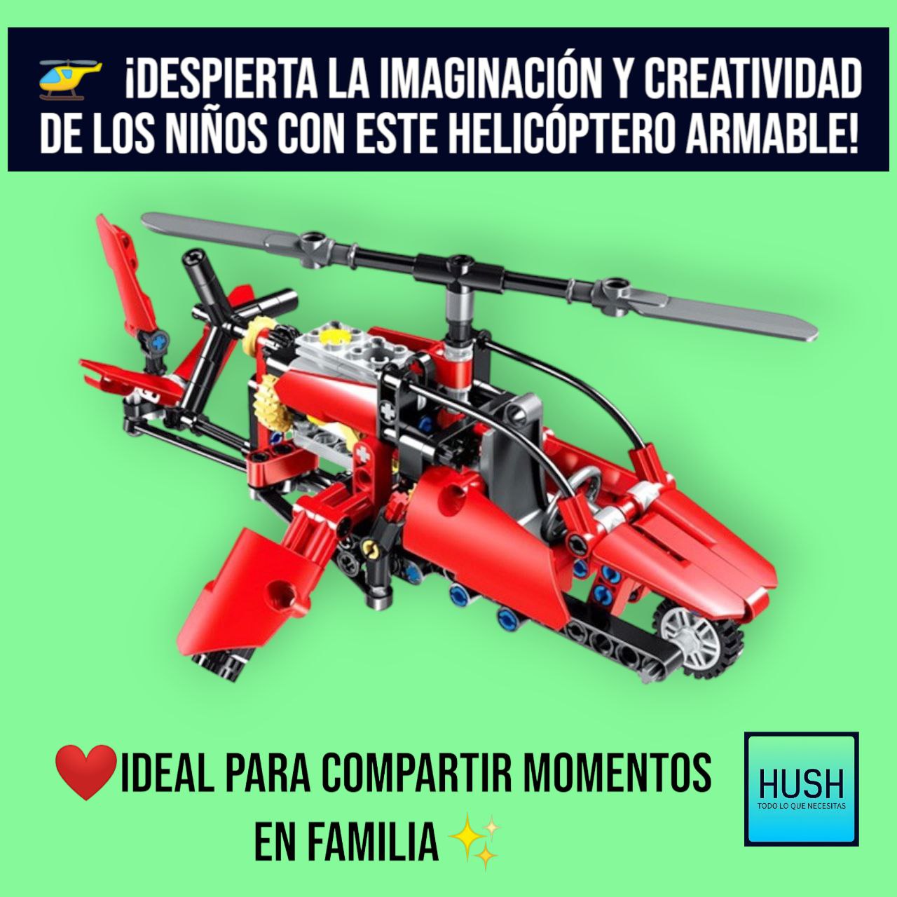 Helicóptero Rojo Armable 🚁🎨👨👩👧👦