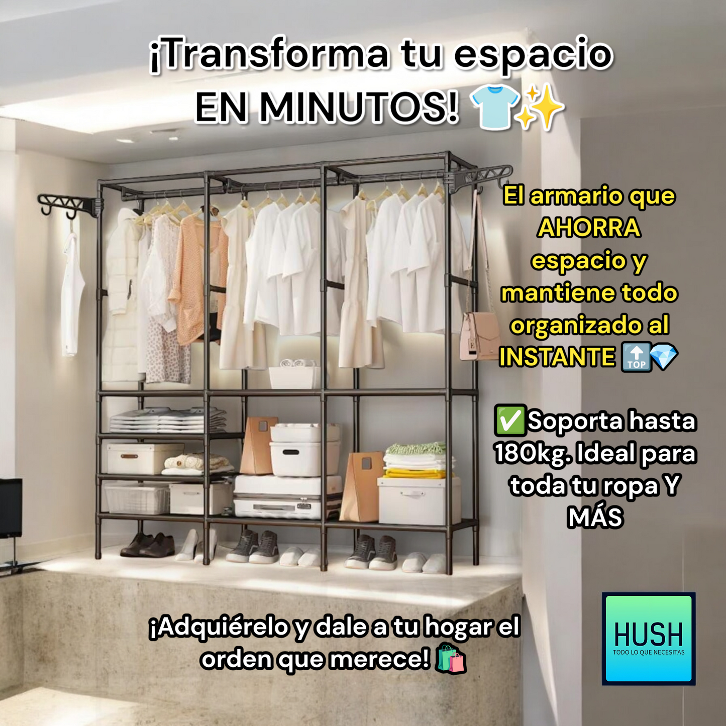 Armario portátil, práctico y ligero, ideal para cualquier espacio ✨🤩