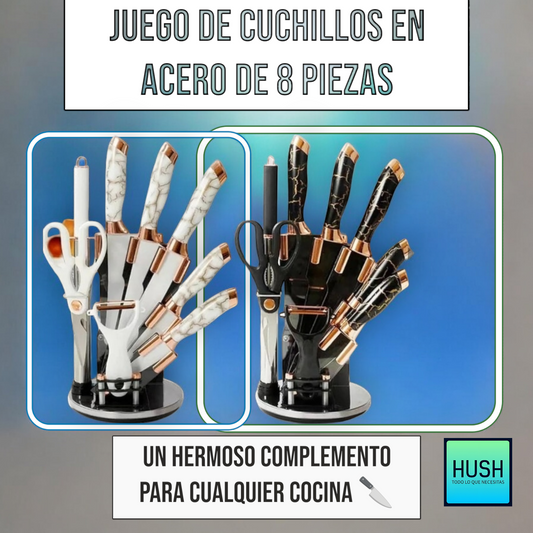 Juego de CUCHILLOS en ACERO de 8 piezas 🔪